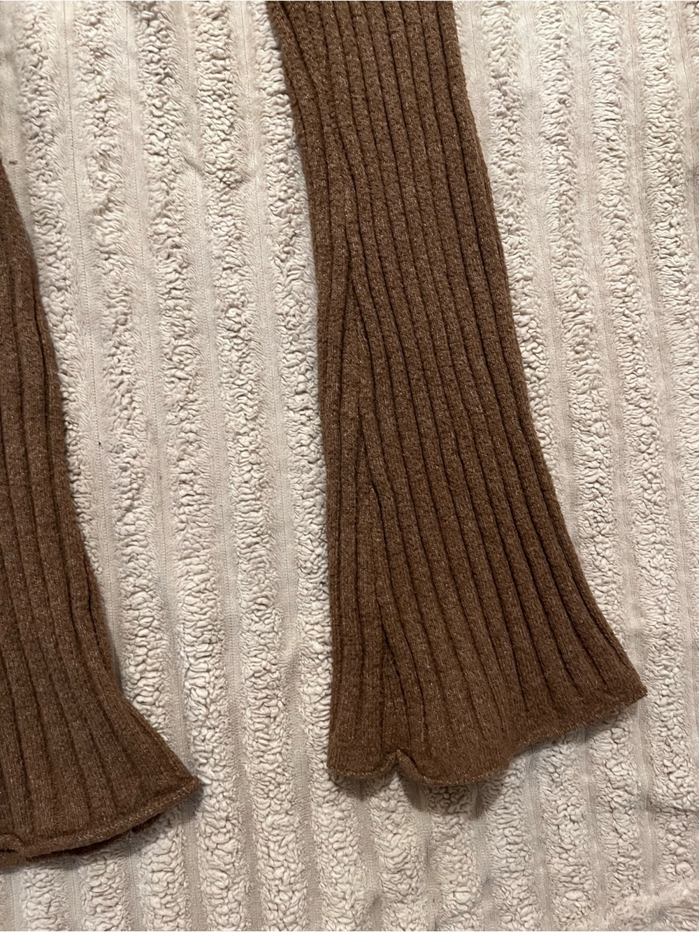 Pink Rose Brown Ribbed Flare Pants - Picture 4 of 6